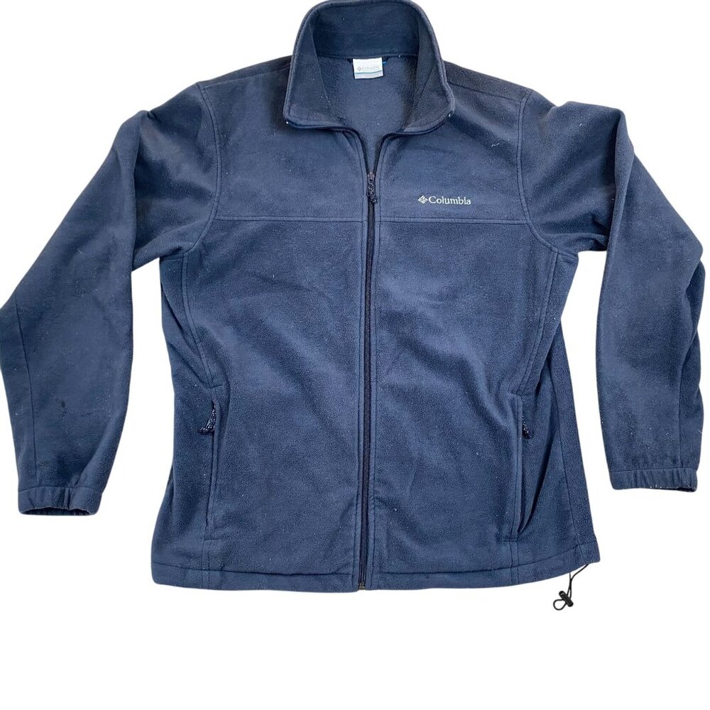 Columbia Men's Fleece Jacket Large Navy Blue Full-Zip Stand Collar Outdoors